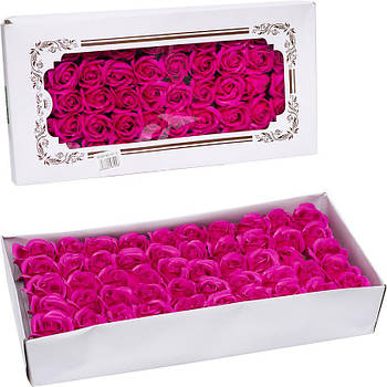 Подарункове мило для декору та подарунків 50 штук у вигляді Троянди Фуксія 81-2 в упаковці 50 шт