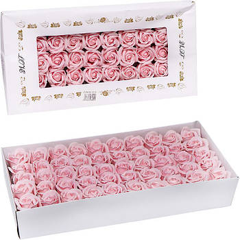 Подарункове мило для декору та подарунків 50 штук у вигляді Ніжно-рожевої Троянди 81-4 в упаковці 50 шт