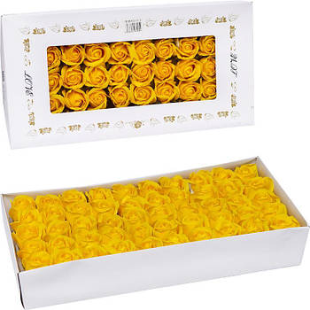 Подарункове мило для декору та подарунків 50 штук у вигляді Жовтої Троянди 81-5 в упаковці 50 шт