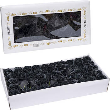 Подарункове мило для декору та подарунків 50 штук у вигляді Чорної Троянди 81-10 в упаковці 50 шт