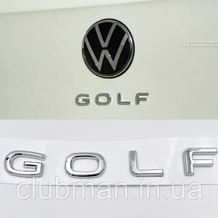 Емблема напис GOLF VW (Фольцваген) NEW type - Хром 155x20 мм, фото 1