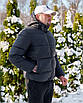 Куртка зимова чоловіча пуховик темно-синій теплий з капюшоном біо пух, фото 3