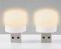 USB LED лампочка цилиндрическая, теплый свет 2 ЗА ЦЕНОЙ ОДНОЙ