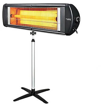 Інфрачервоний нагрівач KUMTEL EcoRay EXО-25 IP55 вологозахищений 2500 W Black UA + телескопічна ніжка