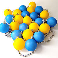 Ялинкові прикраси патріотичні 24 шт 6 см | Ялинкові кульки жовто блакитні 6 см | Іграшки на ялинку
