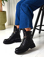 Ботинки женские Зимние натуральная кожа черные берцы Италия YY6111-02M-2 Sasha Fabiani 3286