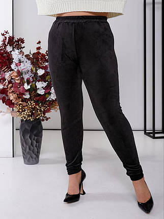 Жіночі дуже зручні лосини велюру на хутрі розміри норма й батал, фото 1