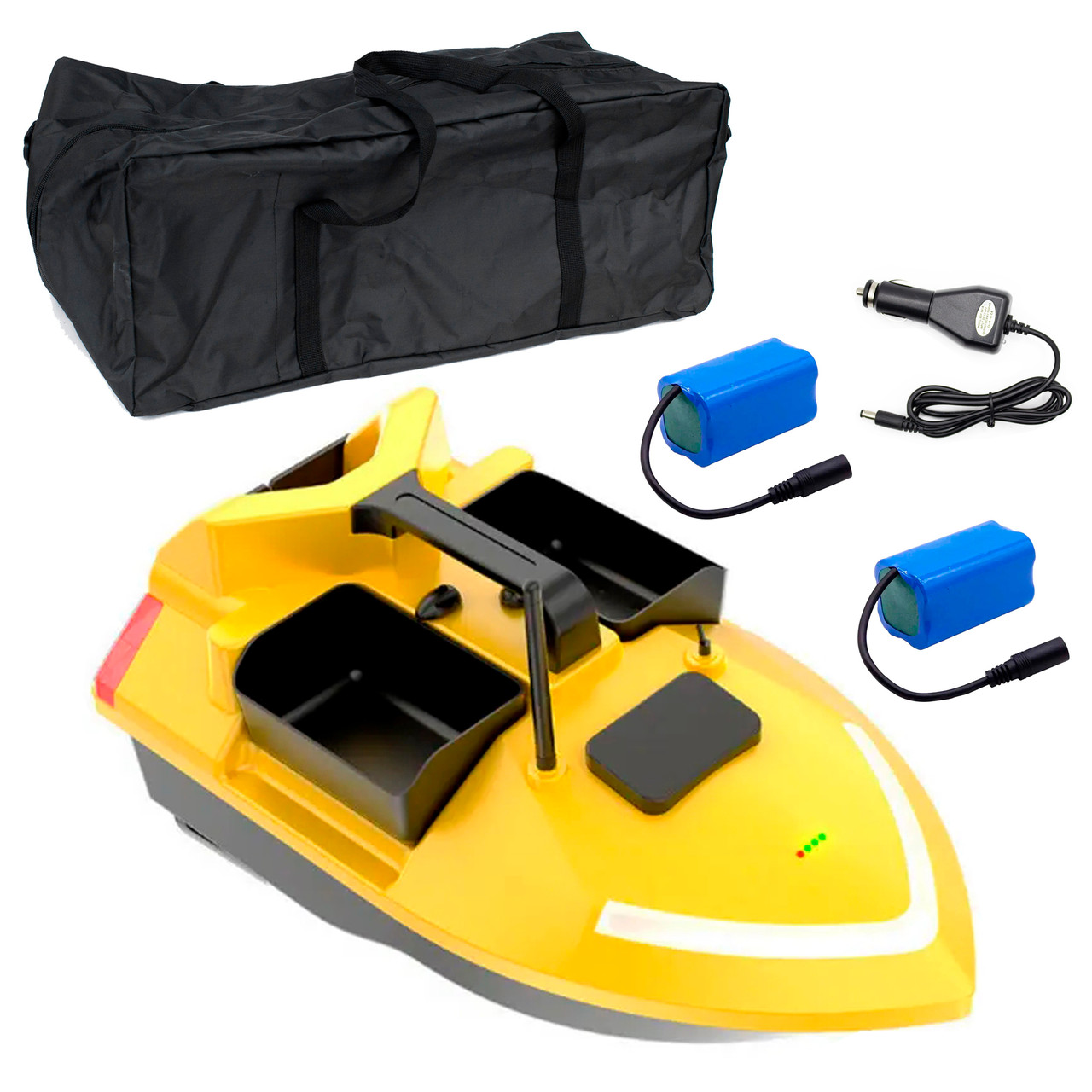 Комплект карпового кораблика Flytec V020 жовтий GPS + Сумка + Два акумулятора на 12000 мА·год