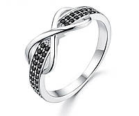 Серебряное кольцо - бесконечность с черным шпинелем
