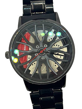 Наручний годинник у стилі колеса з супортами колір чорний із червоним