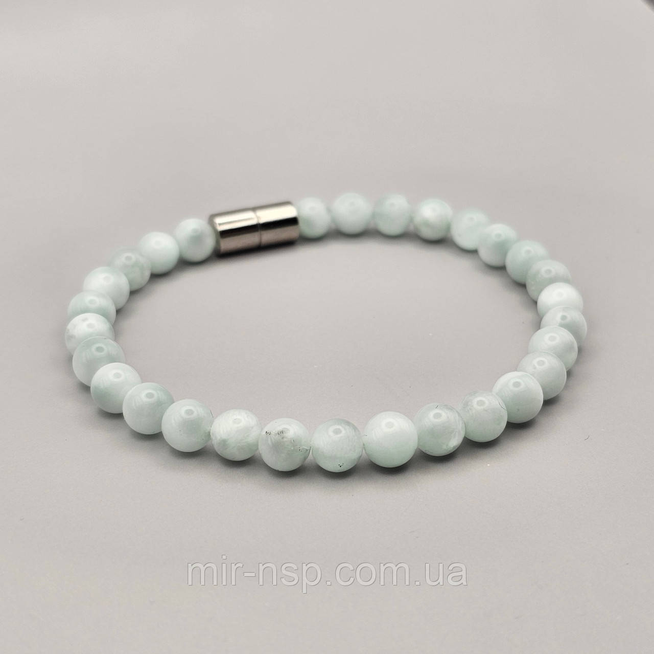 Браслет 100% натуральний ангеліт 6 мм розмір 19, фото 1