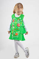 Новорічний дитячий костюм 98см зелене плаття для дівчинки Ялинка без обруча