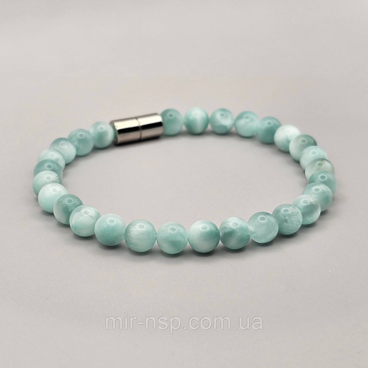 Браслет 100% натуральний ангеліт 6 мм розмір 19, фото 1