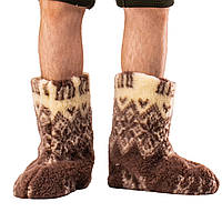 Високі чоловічі чуні валянки з овечої вовни з візерунком 'Скандинавські олені'