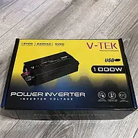 Преобразователь напряжения автомобильный V-TEK -SSK1000W, инвертор 12/220В, USB, охлаждение