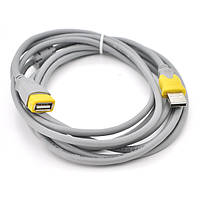Удлинитель USB 2.0 V-Link AM/AF, 1.5m, 1 феррит, Grey/Yellow, Q250 l