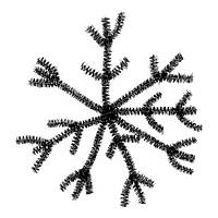 Снежинка подвесная чорная пушистая новогодняя 13 см