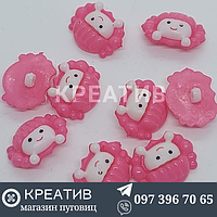 Пуговица детская пластиковая 36р 23мм розовая девочка на ножке 50шт (3$)