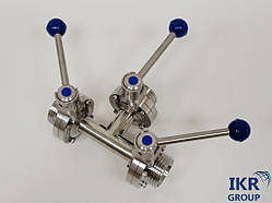Кран трьохходовий (3 затвори) з нержавіючої сталі AISI 304