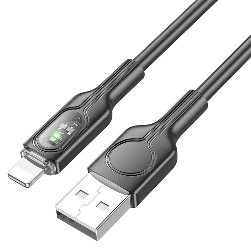 Дата кабель Hoco U120 Transparent explore intelligent power-off USB to Lightning (1.2m) - фото 3 - id-p2040390179