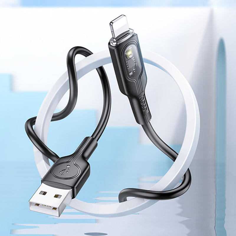 Дата кабель Hoco U120 Transparent explore intelligent power-off USB to Lightning (1.2m) - фото 5 - id-p2040390179