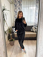 Тепла зимова піжама жіноча з махри кофта і штани піжама на подарунок домашній теплий комплект для сну плюш