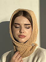 Капор капюшон зимовий D.Hats кемел з візерунком