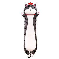 Мягкая игрушка Кот Батон 70см, плюшевая игрушка подушка, подушка длинный кот, Серый