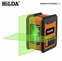 Уровень лазерный, нивелир Hilda LS246, стабилизация, двухосевой, зелёный луч