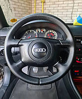 Чохол на руль, кермо Audi A4 B6 зі спицями чорна еко-шкіра Ауді А4 Б6