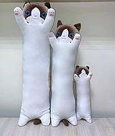 Гипоаллергенная игрушка-обнимашка для детей Кот батон 70 см Белый