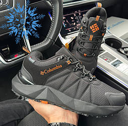Зимові чоловічі кросівки-черевики Columbia Facet Low Trinsulate термо зима-осінь чорні з поморанчевим. Живе фото