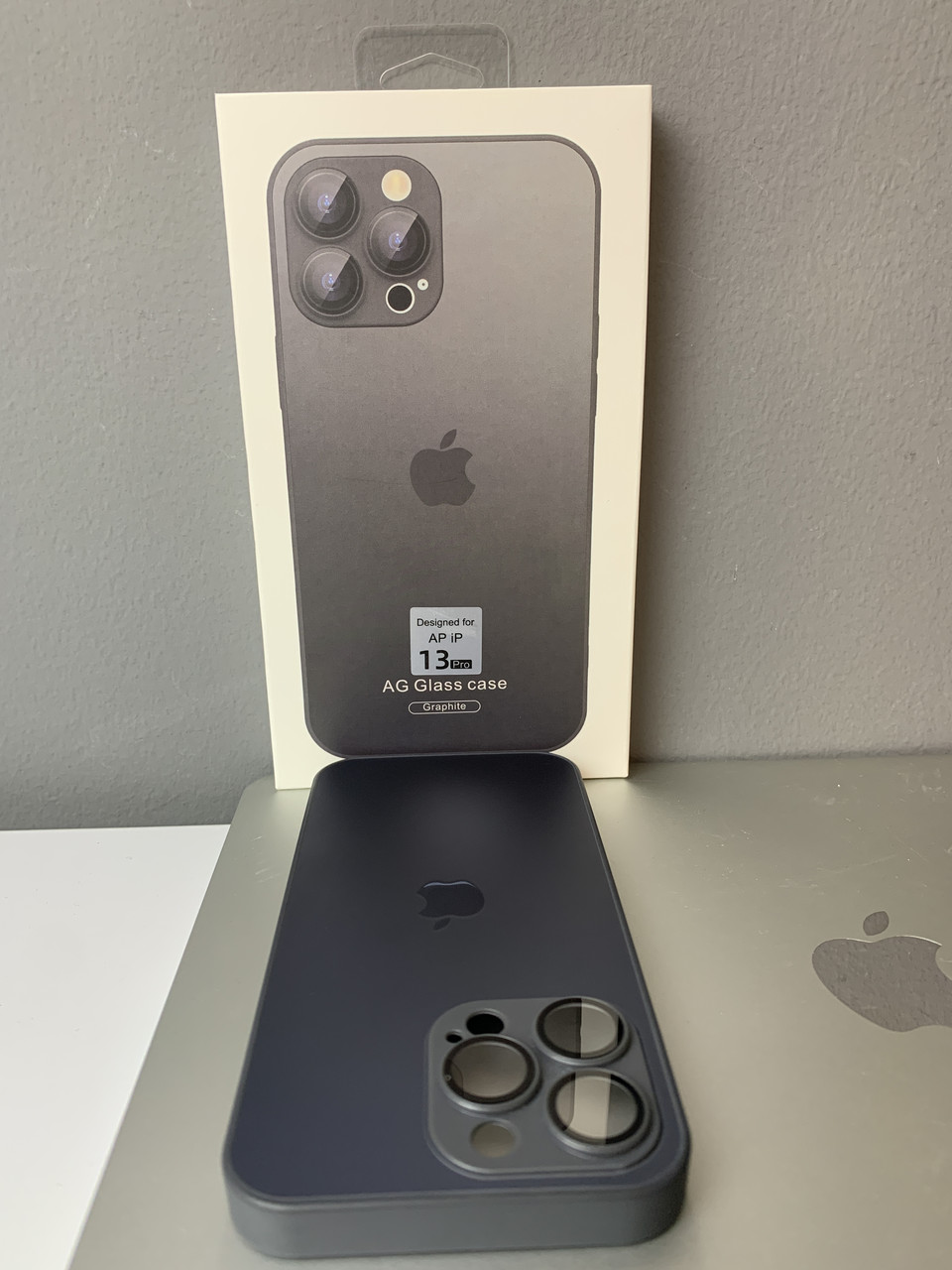 Бампер для apple iphone 13 pro, Матовый защитный стеклянный чехол с закаленным стеклом серый с magsafe - фото 10 - id-p2040412950