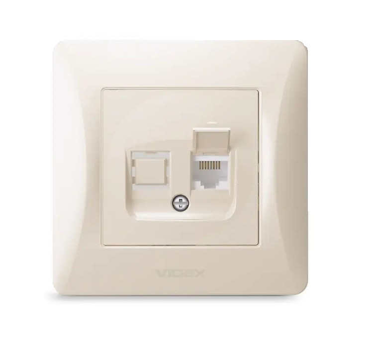 Розетка CAT6 одинарна комп'ютерна кремова BINERA