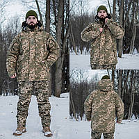 Зимовий комплект: Куртка-бушлат статутна піксель ЗСУ + Штани зимові тактичні на флісі + GRIFON Apex піксель Rip-Stop (вафелька)