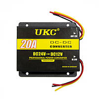 Інвертор із 24 на 12 вольтів 20 А — перетворювач напруги автомобільний 24 В — 12 В 20 А UKC