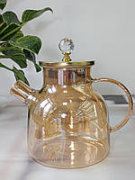 Стеклянный заварочный чайник «Золотое перо» 1500 мл (071229)