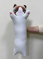 Подушка-обнимашка для детей, мягкая плюшевая игрушка Кот батон 50 см Белый