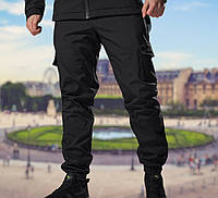 Мужские брюки черные софтшелл Intruder зимние флисовые теплые водонепроницаемые с 4 карманами