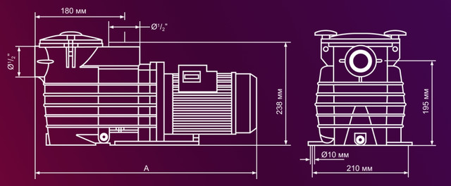 габаритні розміри насоса Kripsol Ondina OK51