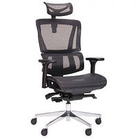 Кресло офисное Agile металл механизм Donaty сиденье ткань серая, спинка сетка серая (AMF-ТМ) Черный