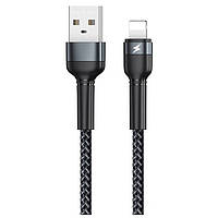 USB кабель Lightning Remax Jany Series Aluminum Alloy Braided RC-124i, 2.4A 1m black