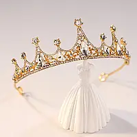 Корона принцессы Дисней золотистая с белыми кристаллами