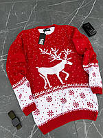 Новогодний мужской шерстяной свитер (Красный)