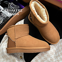 Женские зимние угги мини кориченевые замша, UGG Classic Mini Brown Lacquer