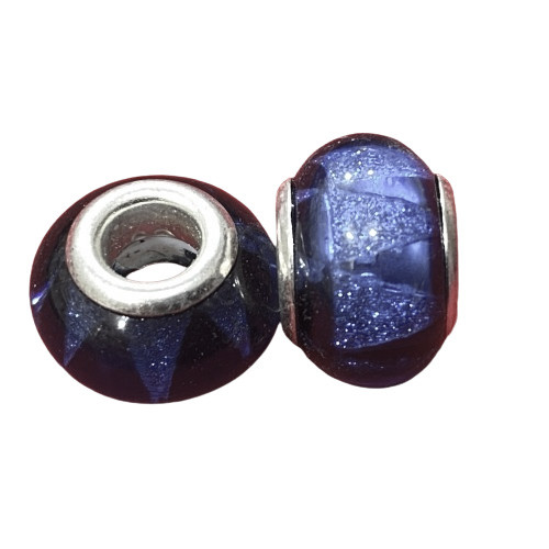 Намистини Finding У стилі пандору смола граненка з точками Синій 14 мм х 8 мм