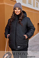 Жіноча стильна зимова куртка №773-чорний
