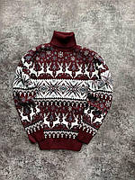 Теплый женский рождественский свитер с оленями, Красивый новогодний парный свитер