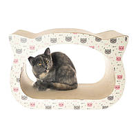 Домик лежанка для котов, кошачья когтеточка из гофрокартона "Ушки Hello Kitty"" 48х26х32 см царапалка для кошк