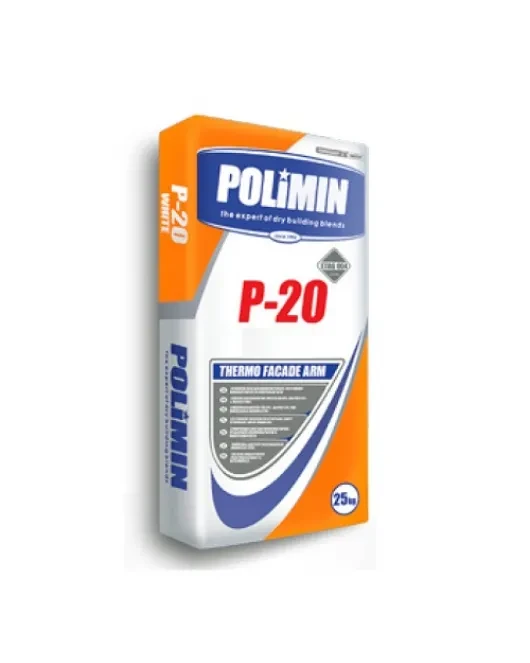Polimin P-20 THERMO FACADE ARM Армуючий клей для пінополістиролу, графітового пінополістиролу та мінеральної вати